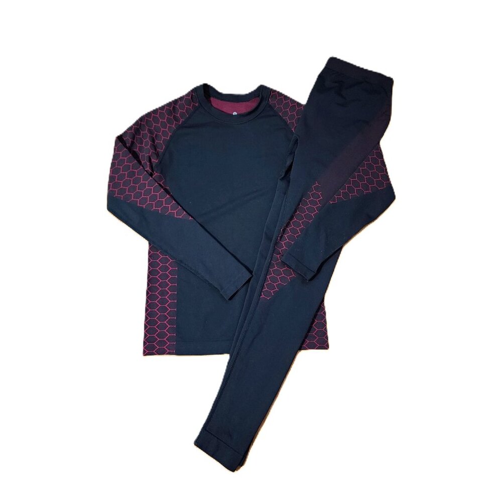 Uniquebella burgundy & black base layer matching set M